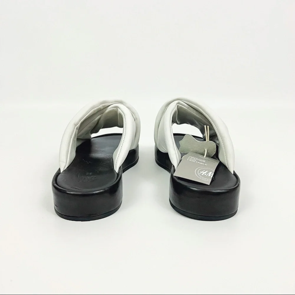 H&M Premium Quality Padded Leather Sandals in White | Size 7